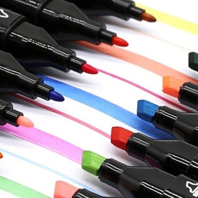 Suport foto bradut, lemn + Set 40 de markere cu 2 capete, subtire si gros