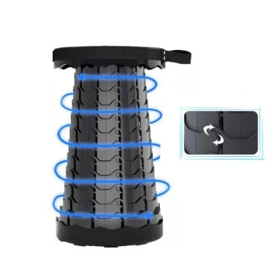 Set 1+1 taburet pliabil telescopic portabil, reglabil pe inaltime, pentru camping si exterior