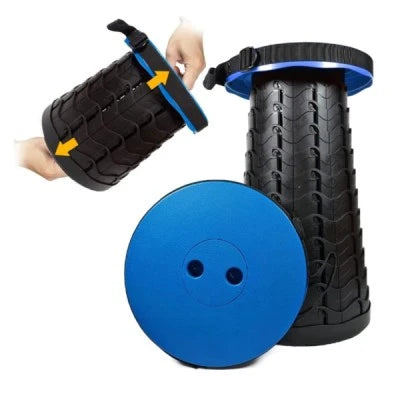 Set 1+1 taburet pliabil telescopic portabil, reglabil pe inaltime, pentru camping si exterior