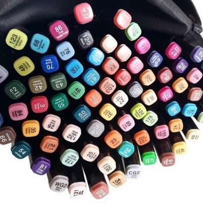 Set 80 de markere cu 2 capete, subtire si gros