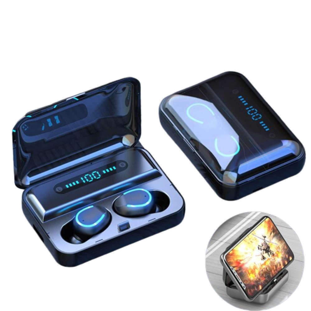 Casti bluetooth cu amprenta si dock magnetic cu afisaj