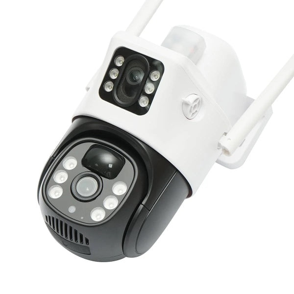 Set 2 x Camera smart IP cu lentila duala, cartela sim 4G, Camera IR fara fir, Alarma miscare, microfon + 2 x Card 32GB CADOU