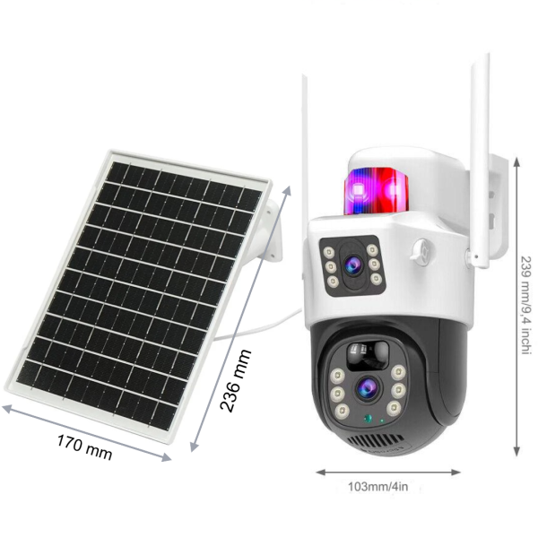 Set 2 x Camera smart IP cu lentila duala, cartela sim 4G, Camera IR fara fir, Alarma miscare, microfon + 2 x Card 32GB CADOU