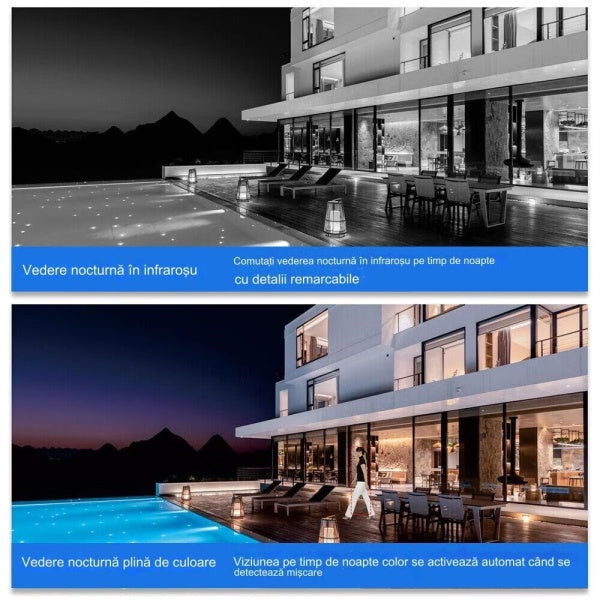 Set 2 x Camera smart IP cu lentila duala, cartela sim 4G, Camera IR fara fir, Alarma miscare, microfon + 2 x Card 32GB CADOU