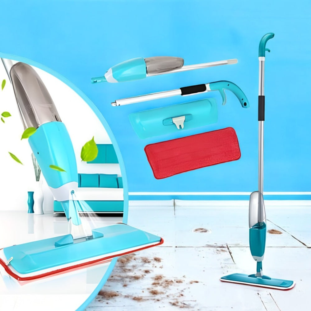 PACHET Mop microfibra cu pulverizare apa + Suport depozitare multifunctional pentru baie, cu 3 polite