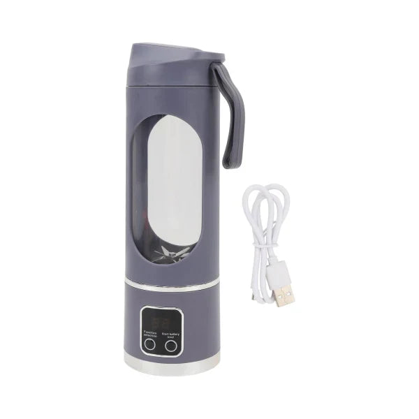 Mini blender portabil (450 ml, 12 lame, fără BPA) + termos auto din oțel inoxidabil 1200 ml